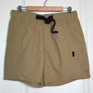 The North Face Mens Beige Cargo Shorts Black Belt‎ Pockets Hiking Outdoor